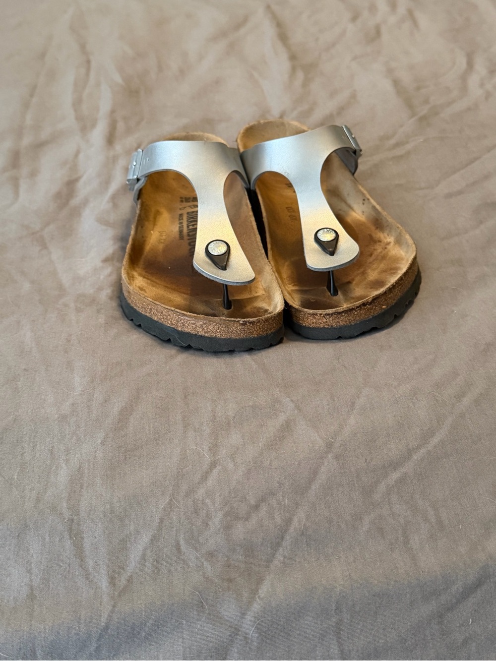 Birkenstock Metallic Silver Gizeh Thong Sandals